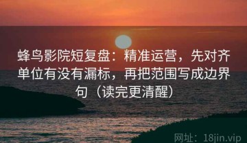 蜂鸟影院短复盘：精准运营，先对齐单位有没有漏标，再把范围写成边界句（读完更清醒）