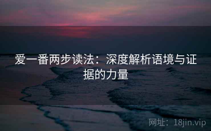 爱一番两步读法：深度解析语境与证据的力量